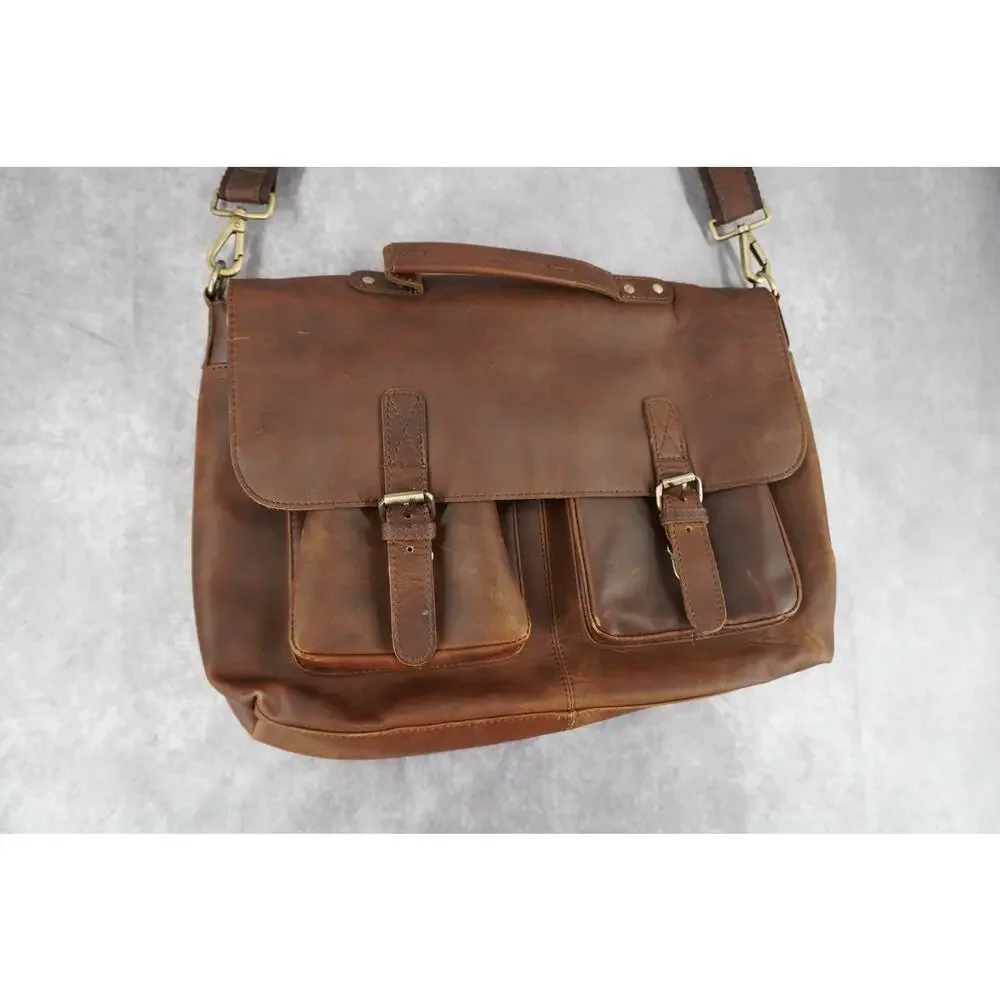 Handmade Brown Genuine Leather Messenger Bag Laptop Satchel Briefcase